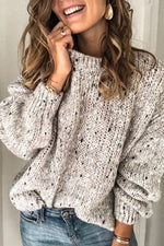 Solid Color Casual Round Neck Long Sleeves Sweater