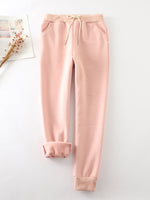 Solid Color with Pockets Casual Thermal Pants