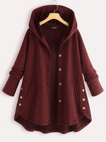 Solid Color Hooded Buttons Long Sleeves Warm Coat