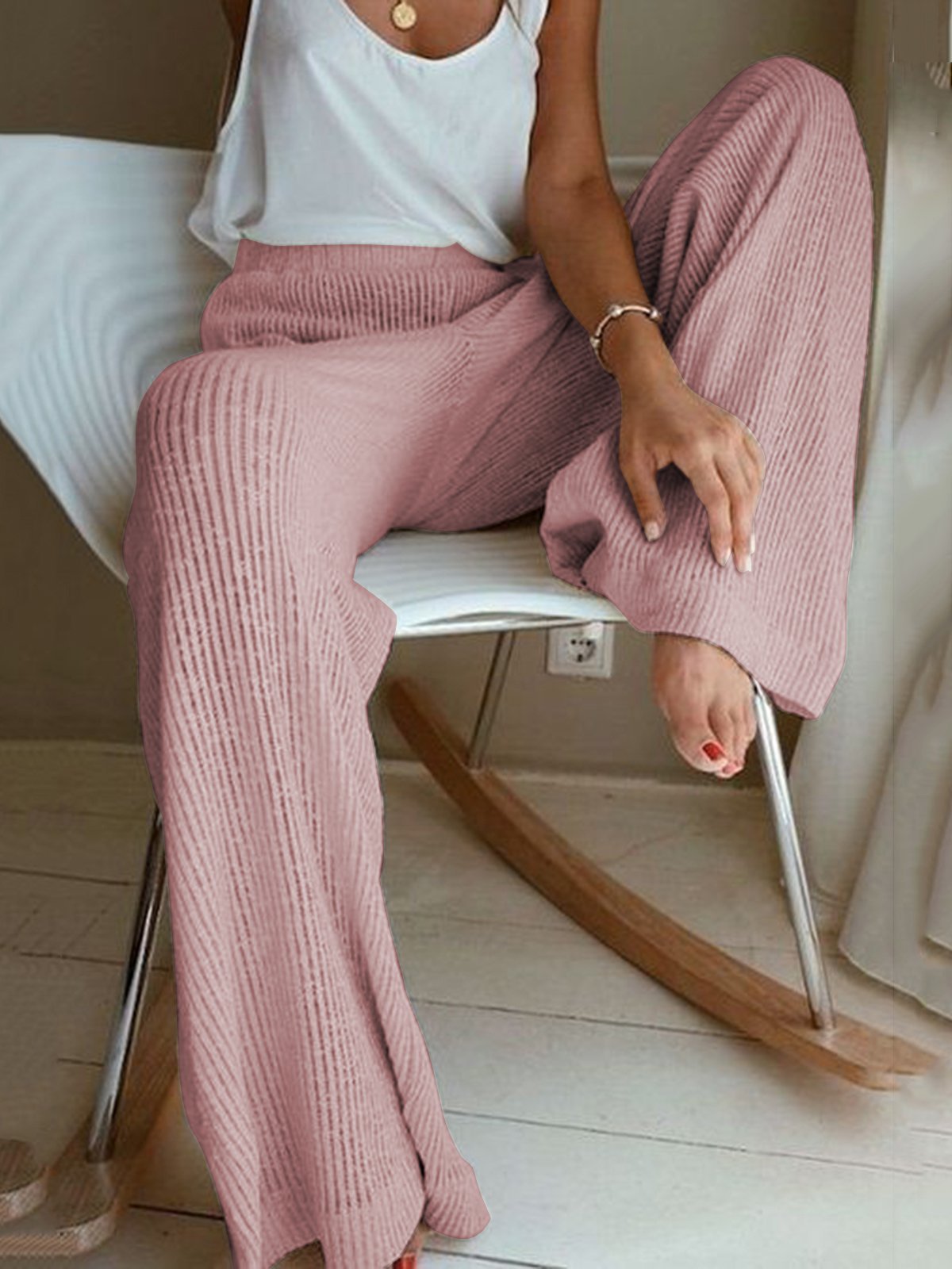Solid Color Casual Loose Sweater Pants