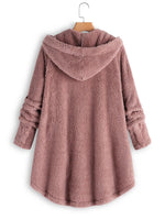 Solid Color Buttons Hooded Long Sleeves Warm Coat