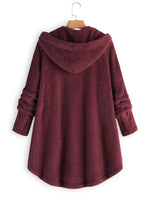 Solid Color Buttons Hooded Long Sleeves Warm Coat