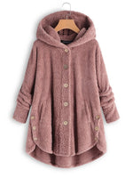 Solid Color Buttons Hooded Long Sleeves Warm Coat