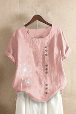 Floral Print Crew Neck Short Sleeves T-shirt