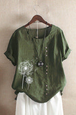 Floral Print Crew Neck Short Sleeves T-shirt