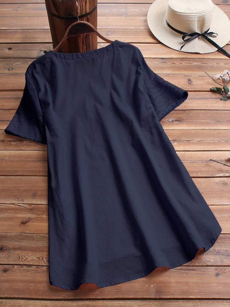 Solid Casual O-neck Short Sleeves T-shirt