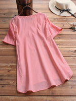 Solid Casual O-neck Short Sleeves T-shirt