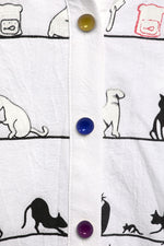 Cute Cat Print High Neck Short Sleeves Single Breasted Shirt