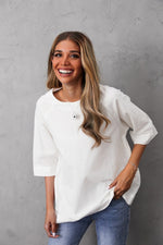 Women's Round Neck Solid Color Half Sleeves Blouse