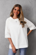 Women's Round Neck Solid Color Half Sleeves Blouse
