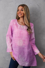 Women's Round Neck Floral Print Long Sleeves Blouse