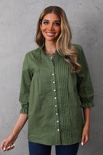 Women's V-neck Buttons Half Sleeves Blouse