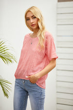 Solid Color Casual Round Neck Short Sleeves T-shirt