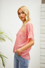 Solid Color Casual Round Neck Short Sleeves T-shirt