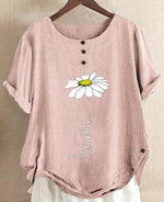 Floral Print Round Neck Short Sleeves Shirts & Tops