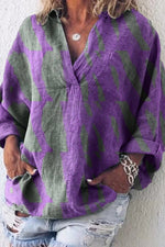 Solid Color Casual V-neck Long Sleeves Shirts & Tops