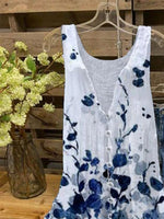 White Floral Print Sleeveless Plus Size Shirt
