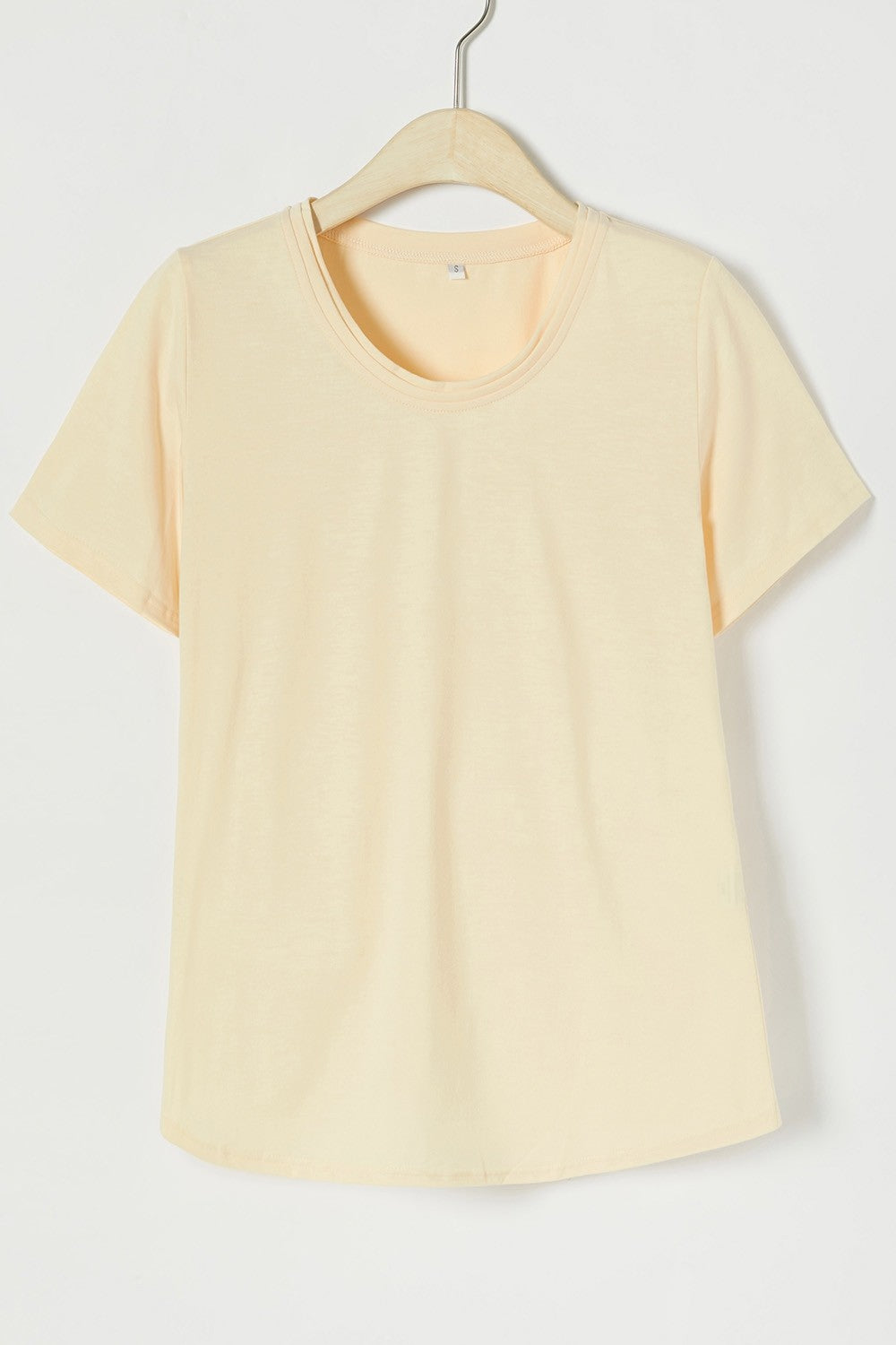 Solid Color Casual Scoop Neck Short Sleeves T-shirt