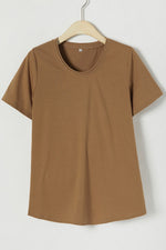 Solid Color Casual Scoop Neck Short Sleeves T-shirt