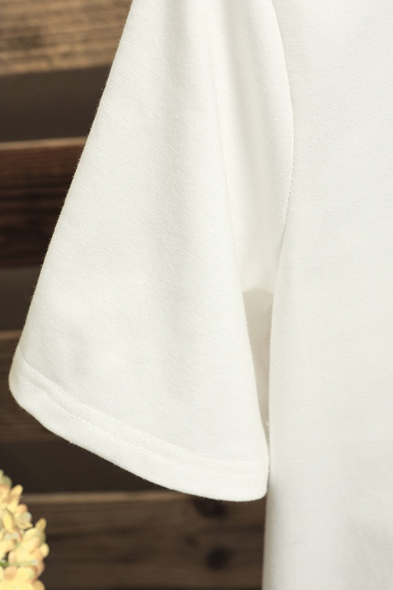 Solid Color Casual Scoop Neck Short Sleeves T-shirt