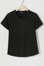 Solid Color Casual Scoop Neck Short Sleeves T-shirt