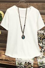 Solid Color Casual Scoop Neck Short Sleeves T-shirt
