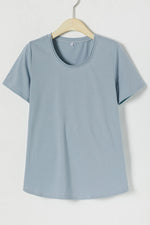 Solid Color Casual Scoop Neck Short Sleeves T-shirt