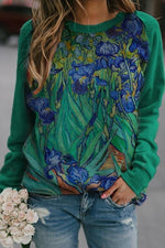 Landscape Print Round Neck Long Sleeves Sweatshirt