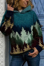 Landscape Print Hooded Long Sleeves Sweatshirt