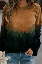 Landscape Print Round Neck Long Sleeves Sweatshirt