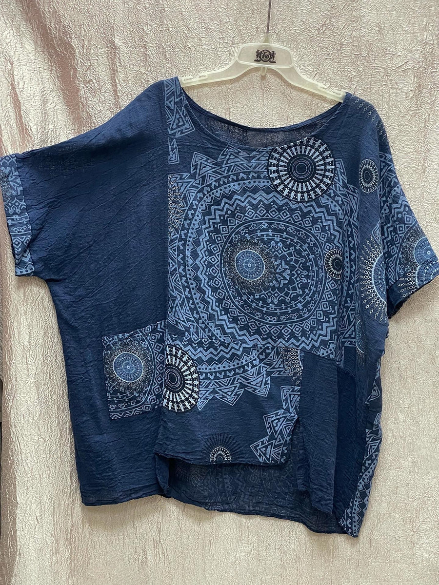 Geometric Print Summer Short Sleeves Two Piece Set